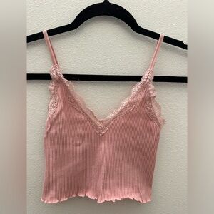 Forever 21 Pink Lace Ribbed Camisole